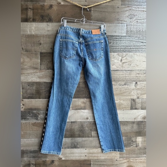 Women’s Vintage Tommy Hilfiger Star Side Aged Blue Low Rider Jeans Size 6 - Picture 4 of 7